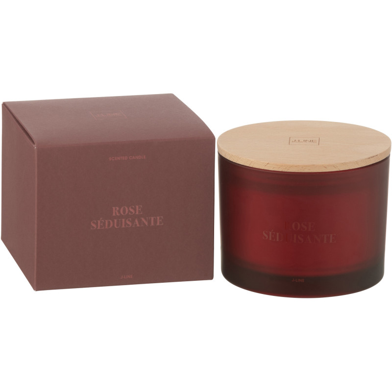 Bougie parfumée Mélange floral Rose séduisante 28 H Verre Rouge Cire Accord Essentiels 