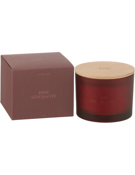 Bougie parfumée Mélange floral Rose séduisante 28 H Verre Rouge Cire Accord Essentiels 