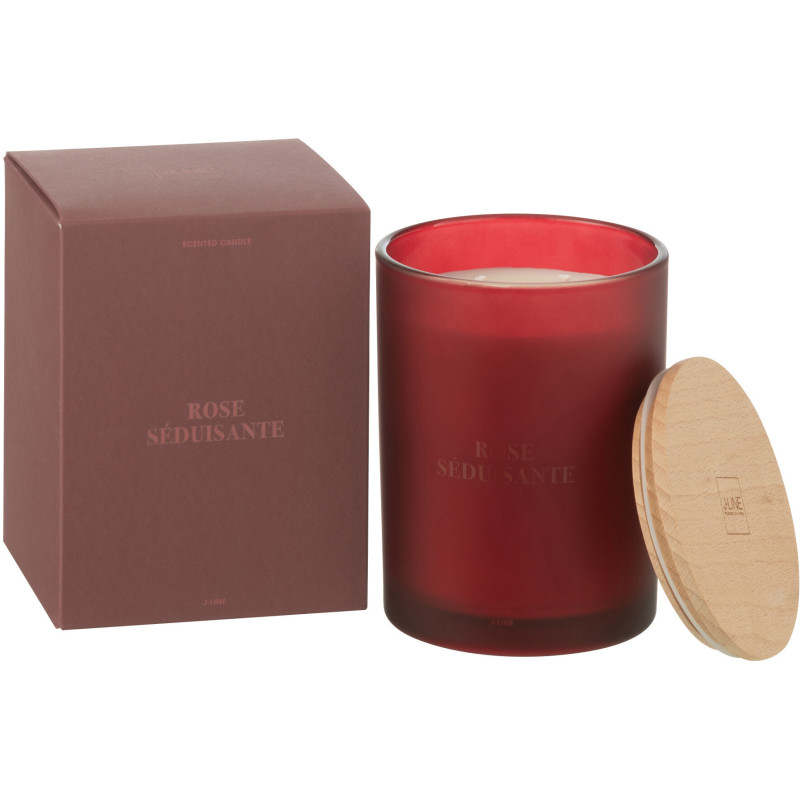 Bougie parfumée longue durée Mélange floral Rose séduisante 52 H Verre Rouge Cire Accord Essentiels 