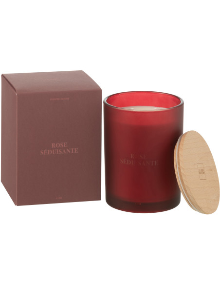 Bougie parfumée longue durée Mélange floral Rose séduisante 52 H Verre Rouge Cire Accord Essentiels 