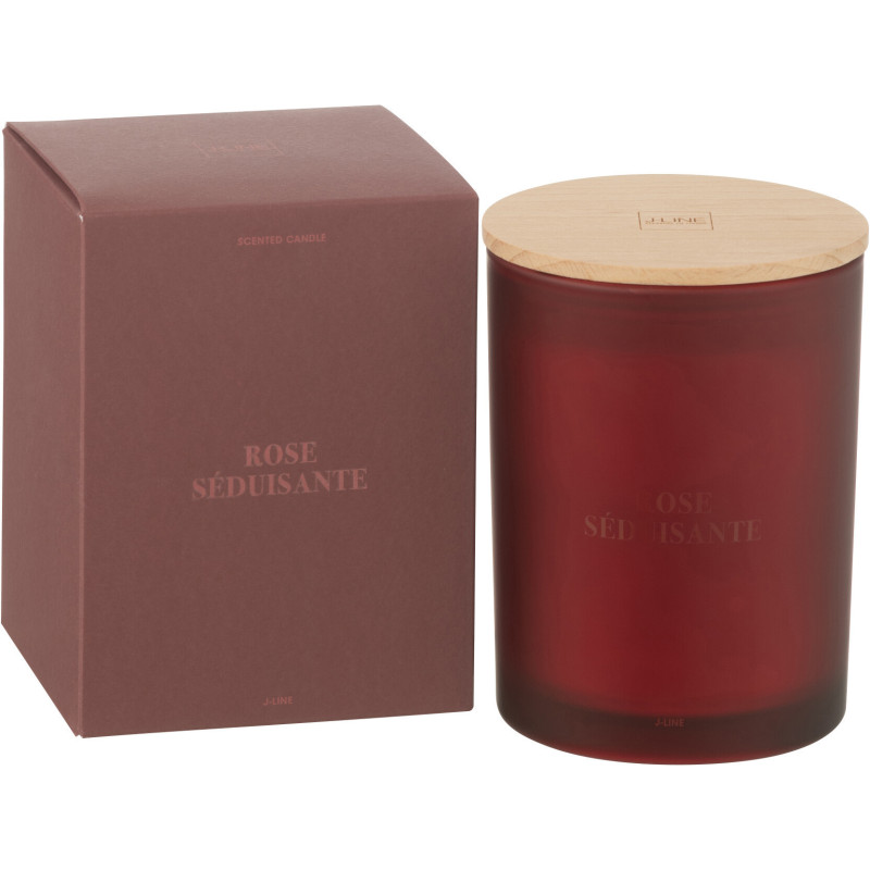 Bougie parfumée longue durée Mélange floral Rose séduisante 52 H Verre Rouge Cire Accord Essentiels 