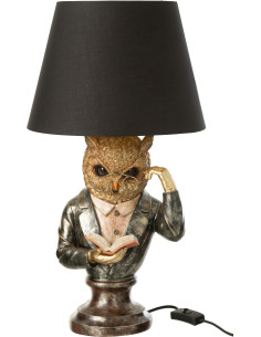 Lampe à poser originale Hibou H 55 cm Résine Doré Marron Vieilli Owlor J-Line - 1