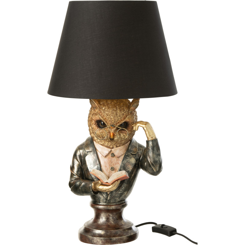 Lampe à poser originale Hibou H 55 cm Résine Doré Marron Vieilli Owlor J-Line - 1