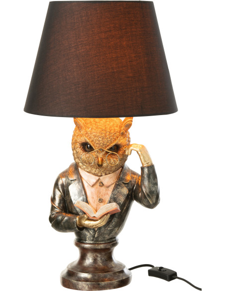 Lampe à poser originale Hibou H 55 cm Résine Doré Marron Vieilli Owlor J-Line - 3
