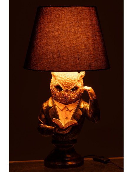 Lampe à poser originale Hibou H 55 cm Résine Doré Marron Vieilli Owlor J-Line - 4