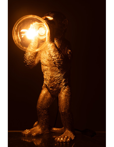 Lampe à poser originale Singe H 46 cm Résine Doré Kongio 
