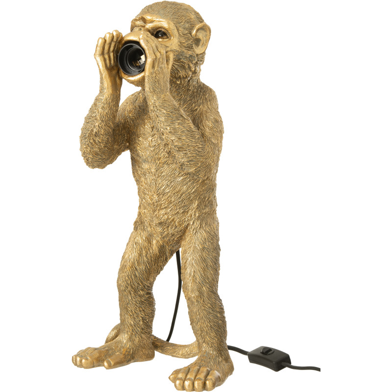 Lampe à poser originale Singe H 46 cm Résine Doré Kongio 