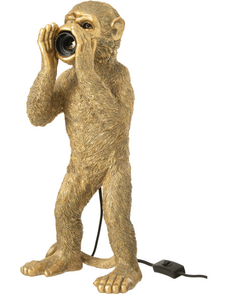 Lampe à poser originale Singe H 46 cm Résine Doré Kongio 