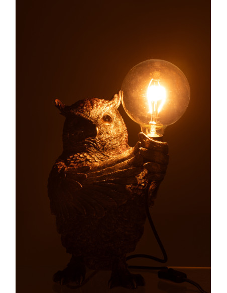 Lampe à poser originale Hibou H 37 cm Résine Marron Vieilli Owloria J-Line - 3