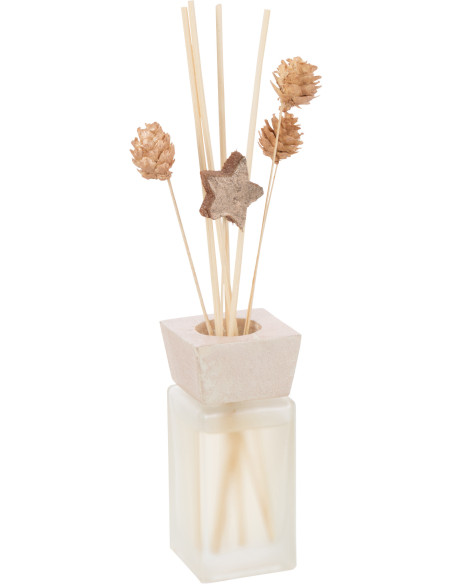 Diffuseur de parfum à bâtonnets Vanilla Black Pepper 100 ml Verre Blanc Fleurs séchées Aroméya 