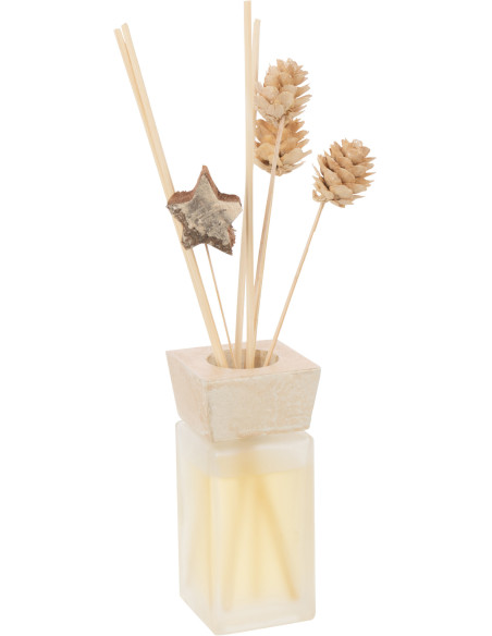 Diffuseur de parfum à bâtonnets Cinnamon 100 ml Verre Blanc Fleurs séchées Aroméya 