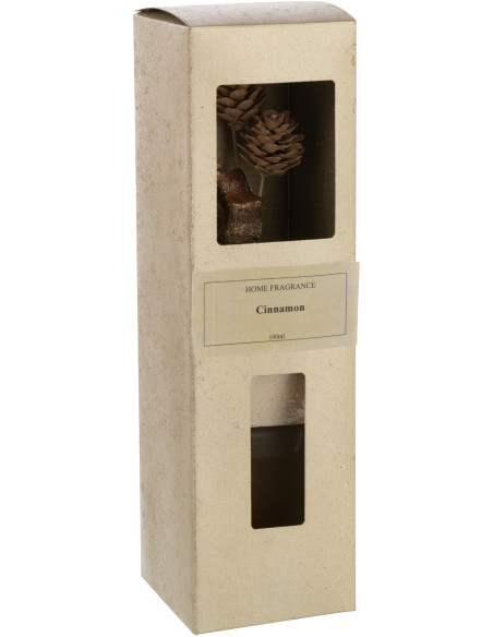 Diffuseur de parfum à bâtonnets Cinnamon 100 ml Verre Blanc Fleurs séchées Aroméya 