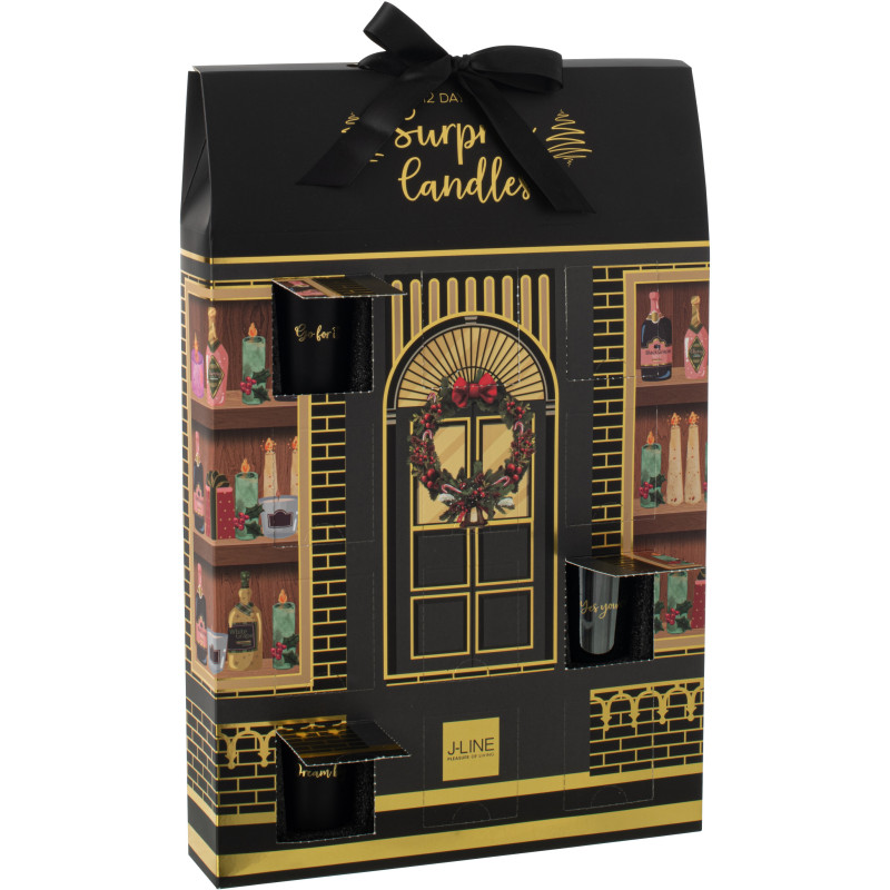 Lot de 12 bougies Parfums surprises 7 H Verre Noir Cire Surprise Window 