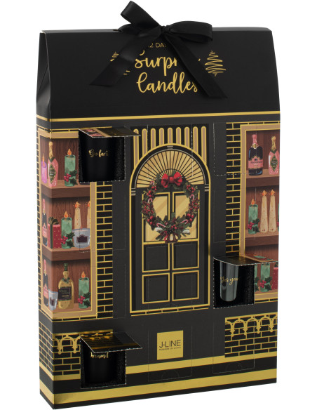 Lot de 12 bougies Parfums surprises 7 H Verre Noir Cire Surprise Window 