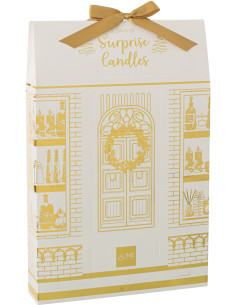 Lot de 12 bougies Parfums surprises 7 H Verre Doré Cire Surprise Window 