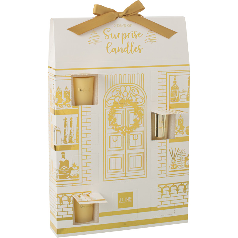 Lot de 12 bougies Parfums surprises 7 H Verre Doré Cire Surprise Window 