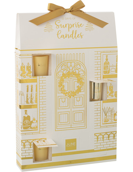 Lot de 12 bougies Parfums surprises 7 H Verre Doré Cire Surprise Window 