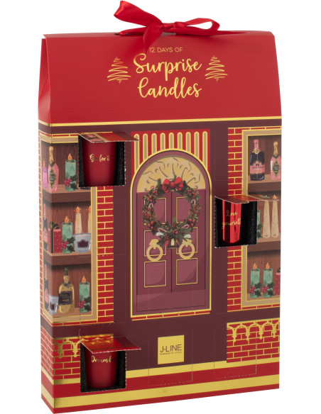 Lot de 12 bougies Parfums surprises 7 H Verre Rouge Cire Surprise Window 