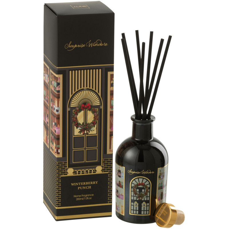 Diffuseur de parfum à bâtonnets Mélange fruité Winterberry Punch 200 ml Verre Noir Surprise Window 