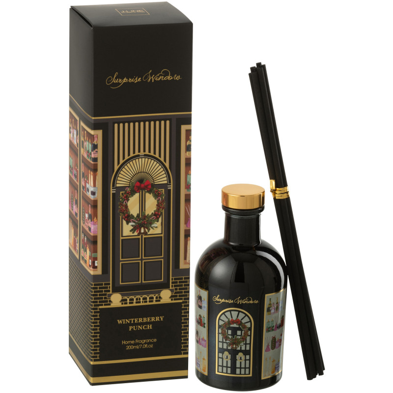 Diffuseur de parfum à bâtonnets Mélange fruité Winterberry Punch 200 ml Verre Noir Surprise Window 