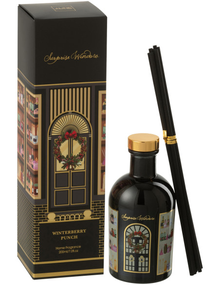 Diffuseur de parfum à bâtonnets Mélange fruité Winterberry Punch 200 ml Verre Noir Surprise Window 