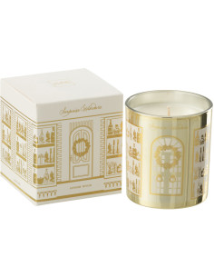 Bougie parfumée Mélange boisé Ginger Wood 35 H Verre Doré Cire Surprise Window 