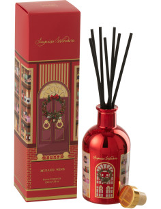 Diffuseur de parfum à bâtonnets Mélange fruité Mulled Wine 200 ml Verre Rouge Cire Surprise Window 