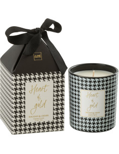 Bougie parfumée Mélange boisé Balsam & Cedar 36 H Verre Noir Blanc Motif pied de poule Cire Heart Of Gold 