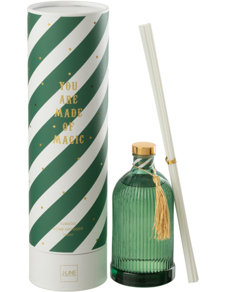 Grand Diffuseur de parfum à bâtonnets Mélange boisé Elwood 500 ml Verre Vert Magic 