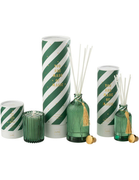 Grand Diffuseur de parfum à bâtonnets Mélange boisé Elwood 500 ml Verre Vert Magic 