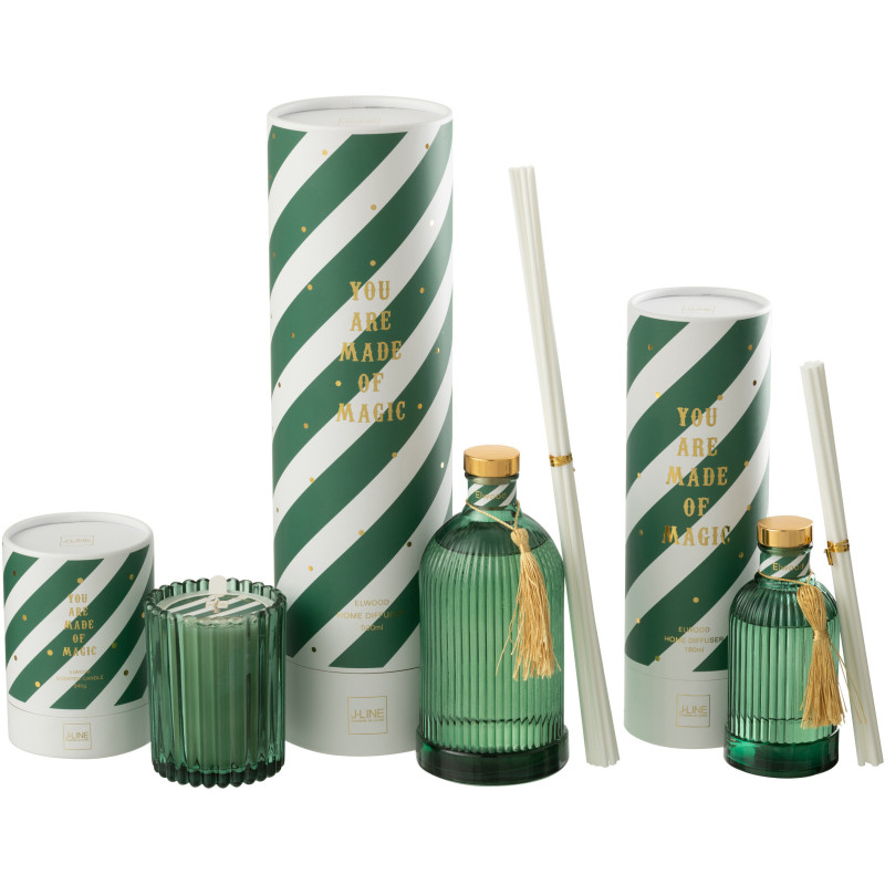Grand Diffuseur de parfum à bâtonnets Mélange boisé Elwood 500 ml Verre Vert Magic 