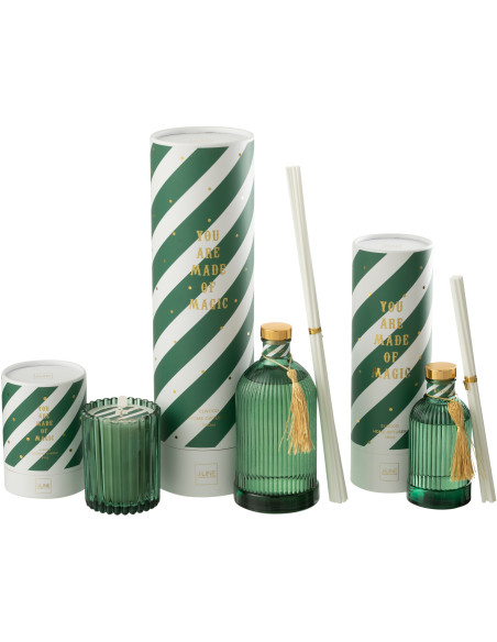 Grand Diffuseur de parfum à bâtonnets Mélange boisé Elwood 500 ml Verre Vert Magic 