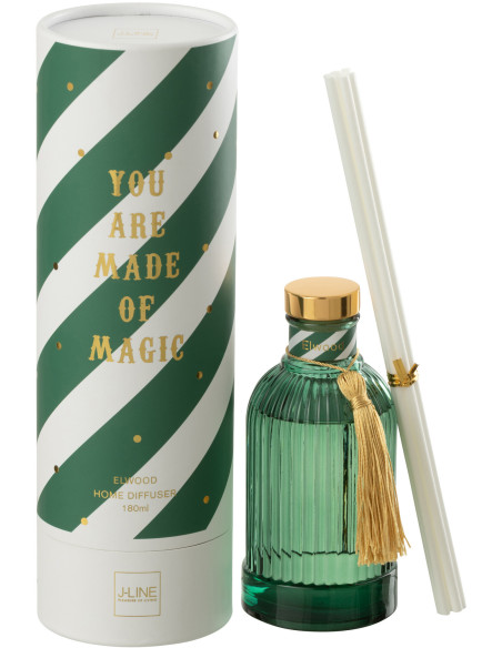 Diffuseur de parfum à bâtonnets Mélange boisé Elwood 180 ml Verre Vert Magic 