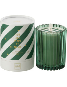 Bougie parfumée Mélange boisé Elwood 38 H Verre Vert Cire Magic 