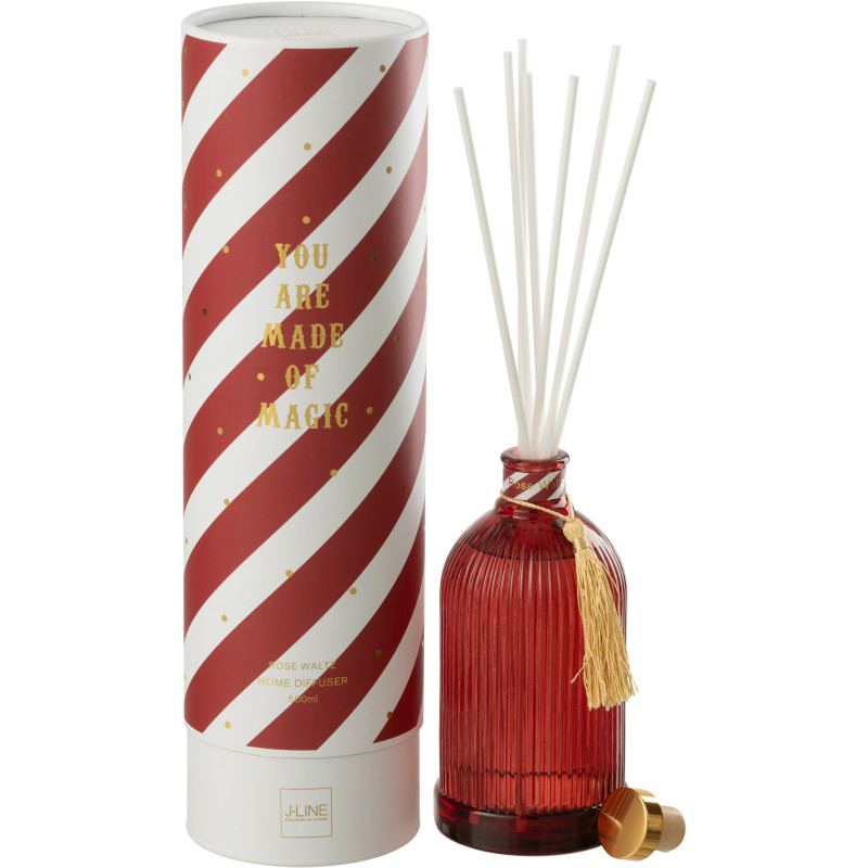 Grand Diffuseur de parfum à bâtonnets Mélange floral Rose Walz 500 ml Verre Rouge Magic 