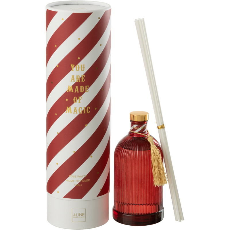 Grand Diffuseur de parfum à bâtonnets Mélange floral Rose Walz 500 ml Verre Rouge Magic 