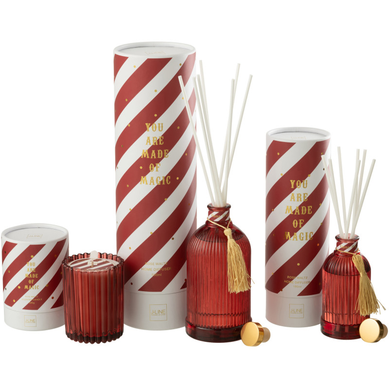 Grand Diffuseur de parfum à bâtonnets Mélange floral Rose Walz 500 ml Verre Rouge Magic 