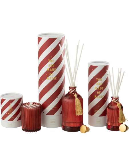 Grand Diffuseur de parfum à bâtonnets Mélange floral Rose Walz 500 ml Verre Rouge Magic 