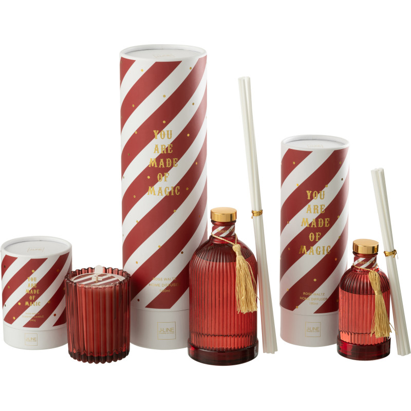 Grand Diffuseur de parfum à bâtonnets Mélange floral Rose Walz 500 ml Verre Rouge Magic 