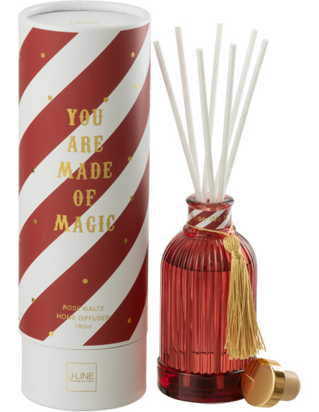 Diffuseur de parfum à bâtonnets Mélange floral Rose Walz 180 ml Verre Rouge Magic 