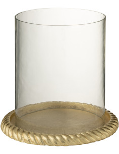 Grand Photophore design chic D 24 cm Verre Transparent Métal Doré Auralys 