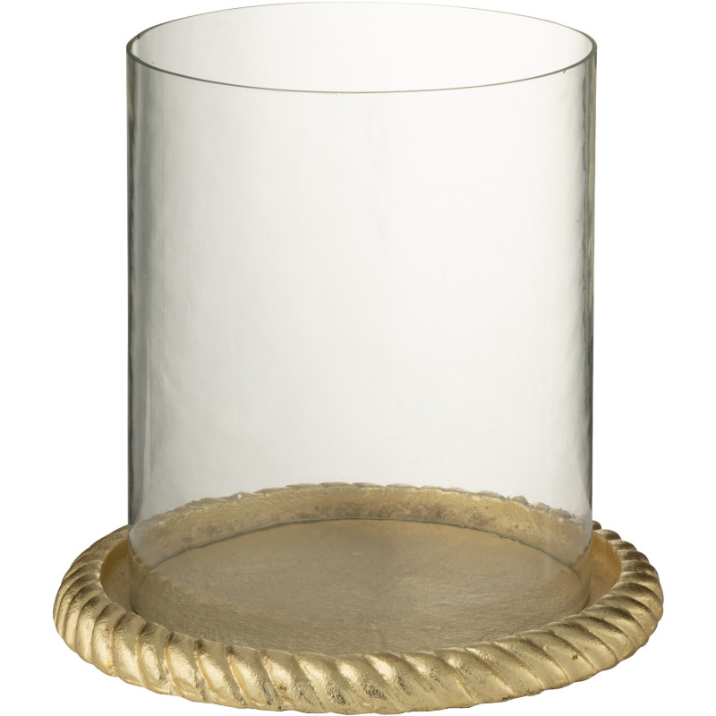 Grand Photophore design chic D 24 cm Verre Transparent Métal Doré Auralys 