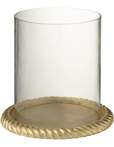 Grand Photophore design chic D 24 cm Verre Transparent Métal Doré Auralys 