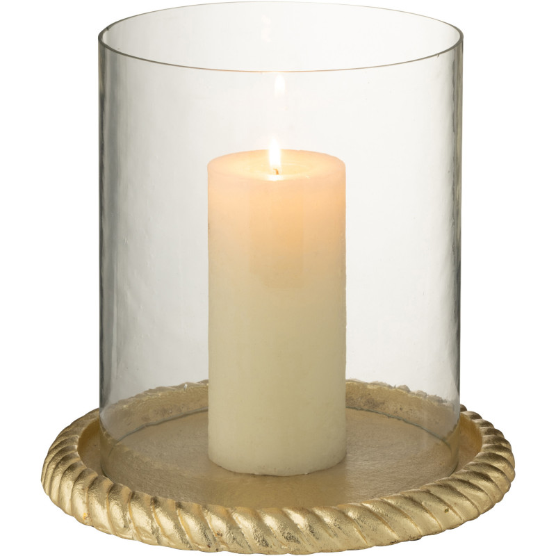 Grand Photophore design chic D 24 cm Verre Transparent Métal Doré Auralys 