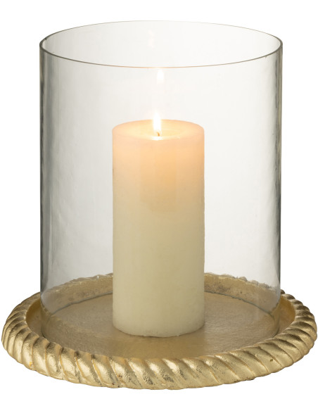 Grand Photophore design chic D 24 cm Verre Transparent Métal Doré Auralys 