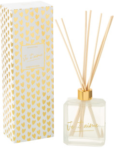 Diffuseur de parfum à bâtonnets Mélange floral Ginger & Ylang 180 ml Verre Transparent Je T'aime 