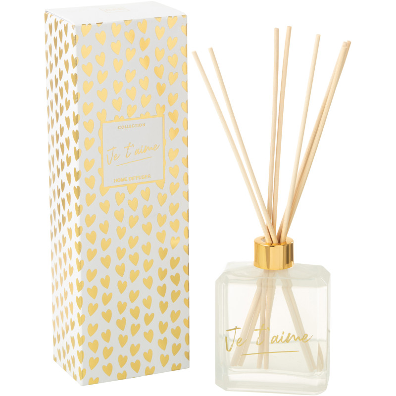 Diffuseur de parfum à bâtonnets Mélange floral Ginger & Ylang 180 ml Verre Transparent Je T'aime 