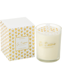 Bougie parfumée extra longue durée Saint-Valentin Mélange floral Ginger & Ylang 70 H Verre Transparent Cire Je T'aime 