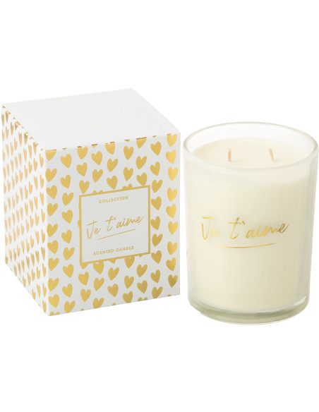 Bougie parfumée extra longue durée Saint-Valentin Mélange floral Ginger & Ylang 70 H Verre Transparent Cire Je T'aime 