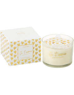 Bougie parfumée Saint-Valentin Mélange floral Ginger & Ylang 30 H Verre Transparent Cire Je T'aime 